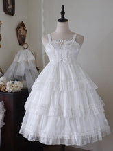 White Tiered Ruffle Skirt High Waist Jumper Skirt