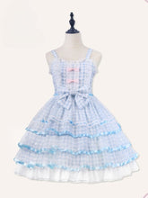 Icing Butterfly Cracker Blue Gingham Tiered Ruffle Hem High Waist Jumper Skirt