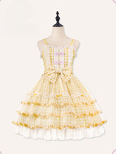 Icing Butterfly Cracker Yellow Gingham Tiered Ruffle Hem High Waist Jumper Skirt
