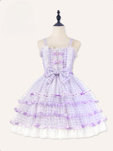 Icing Butterfly Cracker Purple Gingham Tiered Ruffle Hem High Waist JSK