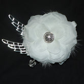 White Wing And Crown Decorated Floral Hairclips