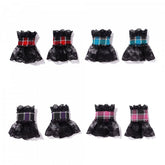 Punk Lace Trimmed Plaid Wristcuffs