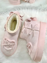 Pink Sweet Lolita Platform Snow Boots - Pompom Decor with Donut Embroidery & Heart Patches