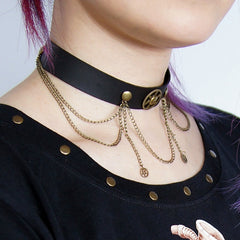 Steampunk Metal Gear Multi-layer Choker