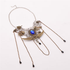 Steampunk Lolita Gear Clock Wing Necklace