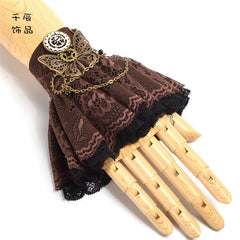 Steampunk Lolita Butterfly Gear Brown Wristcuff