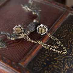 Steampunk Bronze Gear Neutral Shirt Collar Brooch Accessories