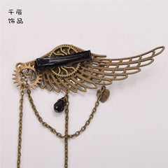 Steampunk Lolita Mechanical Gear Wing Chain Hairclip
