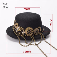 Steampunk Lolita Vintage Gear Metal Chain Mini Top Hat Hairclip