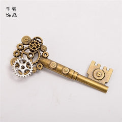 Steampunk Vintage Key Gear Brooch