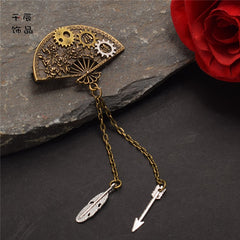 Steampunk Lolita Vintage Fan Gear Metal Chain Hairclip