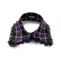 Punk Skull Rivets Decorative Plaid Lace Fake Collar