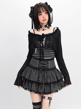 Y2K Black Striped Cami Top with Self-tie Cropped Coverup Set