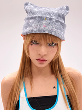 Y2K Star Pattern Crown Rhinestone Gray Knitted Beanie
