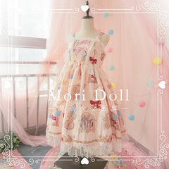 Artist Print Square Neckline Sweet Jumper Skirt