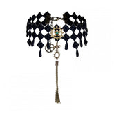 Handmade Black / White Lace Star Tassel Choker