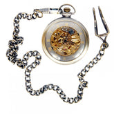 Vintage Brass Transparent Movement Watch Chain Mechanical Watch Pocket Watch