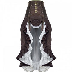 Steampunk Victoria White Chiffon Multilayer Vintage High Waist Long Skirt
