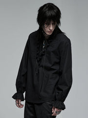 Men's Black Goth Skeleton Embroidered Shirt