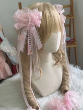 Sweet Lolita Pink Floral Bowknot Ribbon Hairclip With Pearl Tassel