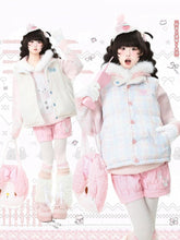 Daily Kawaii Pink 2-Way Plaid Vest with Heart Button Closure & Plush Fleece Lining
