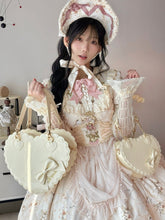 Sweet Yellow PU Leather Crossbody / Hand Bag - Heart-shaped Lolita Bag with Bow & Zipper
