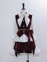 Wine Red Ouji Lolita Banded Collar Prince Style Velvet Waistcoat