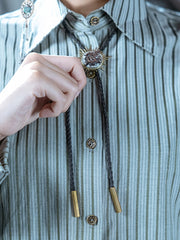 Steampunk Gear Design Black Rope Tie