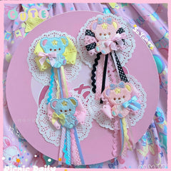 Made-to-Order Teddy Bear and Bowknot Brooch