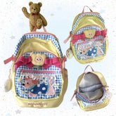 Yellow & Blue Plaid Preppy & Sporty Backpack with Plush Puppy Applique