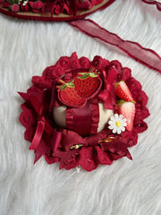 Sweet Lolita Strawberry Decorations Red Lace Trim Mini Hat