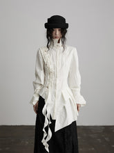 Urban Goth Apricot Ruffle Asymmetrical Design Cinched-Waist Long-Sleeve Blouse