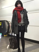 Red/White Tassels Details JK Uniform Knitted Scarf