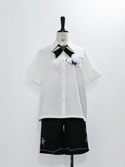 White Summer Ouji Fashion Tea Cup Embroidery Pocket Shirt