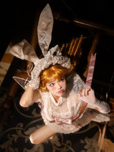 French Elegance Lace Bunny Ear Hat – Pink Bow Accent