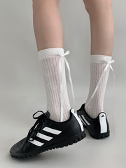 White/Black/Dark Grey/Light Grey Back Bowknot Details Socks