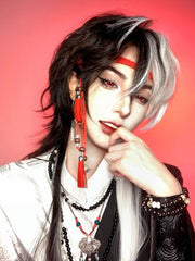 White and Black Long Ouji Style Wig