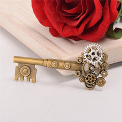 Steampunk Vintage Key Gear Brooch