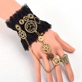 Steampunk Lolita Vintage Gear Finger Ring Lace Bracelet