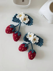 Strawberry Branch Vintage Crochet Brooch