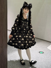 Black Cute Tiger Print Sweet Lolita Dress + KC + Bow Brooch + Mini Hat Set