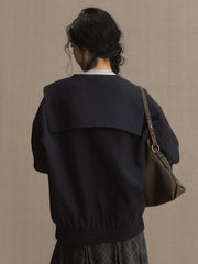 Navy Blue Classic Sailor Collar Jacket - Vintage Academia Style