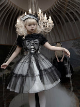 Plus Size Friendly Gothic Cross Big Bow Neckline Jumper Skirt Black and White