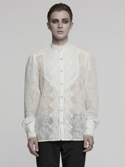 White Men's Romantic Chiffon Shirt