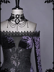 Gothic Purple Velvet High Slit Mermaid Dress