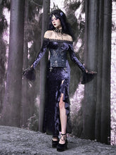 Gothic Purple Velvet High Slit Mermaid Dress