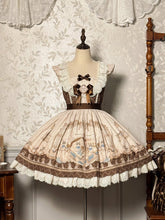 Kitty and Teddy Print Brown Sweet Lolita Jumper Skirt
