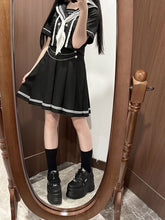 Black Navycore JK Uniform Set- Sailor Collar Short Sleeves Top + 39CM / 42CM Pleated Skirt