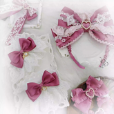 Sweet Lolita Pink Bowknot KC/Hairclips/Wrist Cuffs