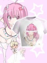 White Round Neck Cartoon Print Glamorous Cropped T-Shirt